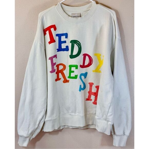 RARE Teddy Fresh TF Oversized Puffy Paint Crewneck Pullover Sweatshirt  Unisex L - Picture 1 of 12